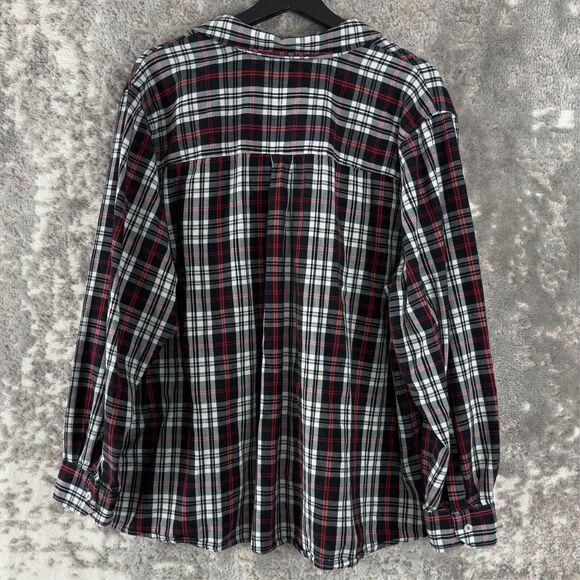Charter Club Womens Plus Size 3X Plaid Button Shirt Black Red Long Sleeve Casual - Picture 4 of 7